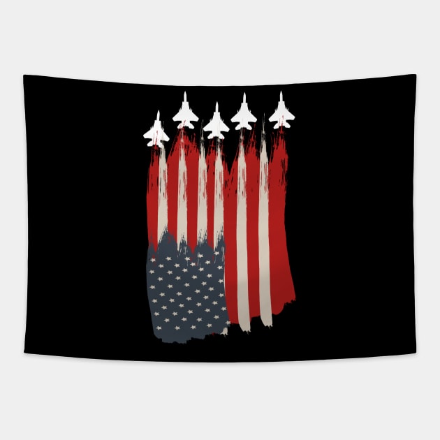 american flag and patriotic jets..4th of july gift Tapestry by DODG99