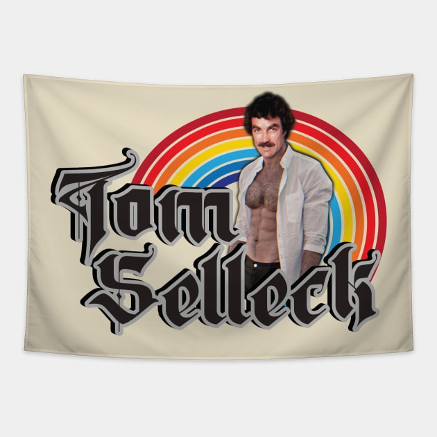 Tom Selleck Rainbow // Original Vintage Fan Design Tapestry by Trendsdk