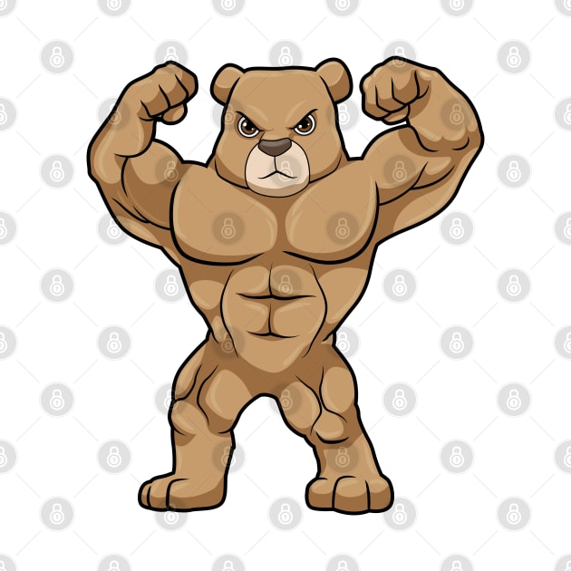 Bear as Bodybuilder with big Muscles by Markus Schnabel