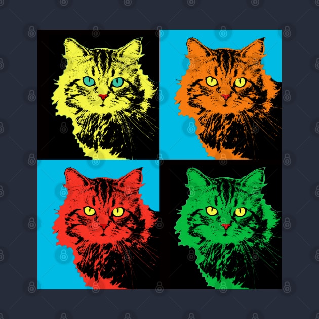 CAT POP ART  YELLOW RED GREEN by NYWA-ART-PROJECT