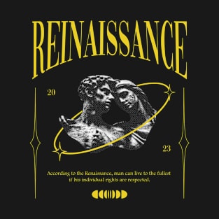 Renaissance Yellow Streetwear Design Statue Roman T-Shirt