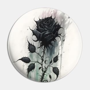 Gothic Black Rose Abstract Watercolor Design Pin