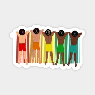 Hunky Men on Rainbow Towels (horizontal) Magnet