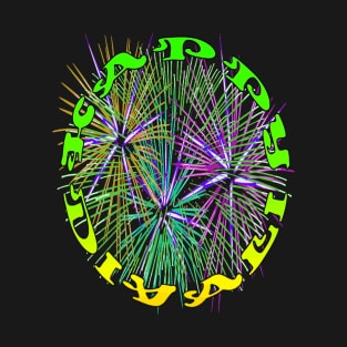 Happy Diwali Light Up The World With Fireworks Green and Yellow T-Shirt