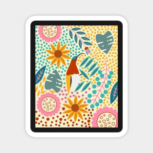 Floral paradise with a cute sunbird Magnet