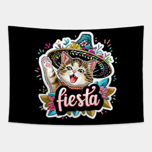 Happy mexican cat cinco de mayo fiesta Tapestry
