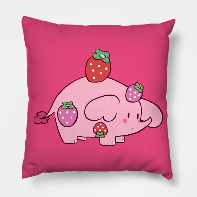 Strawberry Elephant Pillow by saradaboru