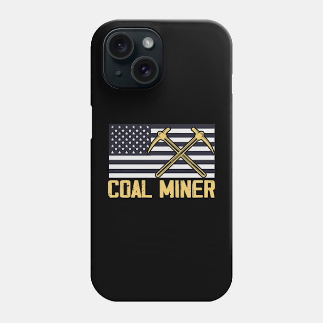 Coal Miner Flag American Patriotic Distressed Phone Case by David Brown