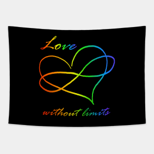 Love without Limits - Polyamorous pride rainbow infinity heart Tapestry