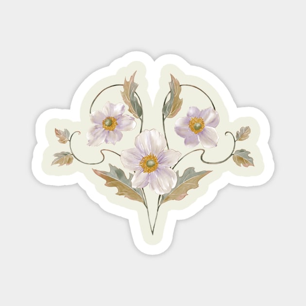 Three Graces anemone flowers Magnet by rudakropka