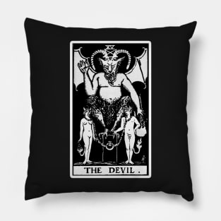 XV. The Devil Tarot Card | Black and white Pillow