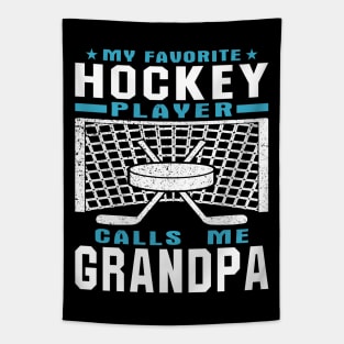 My Favorite Hockey Player Grandpa Grandparent Text Tapestry