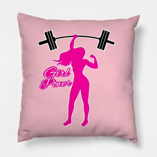 Barbell girl, gym girl, fitness women Pillow by TimAddisonArt