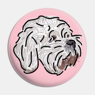 Bichon Frise Mix Dog Portrait Pink Pin