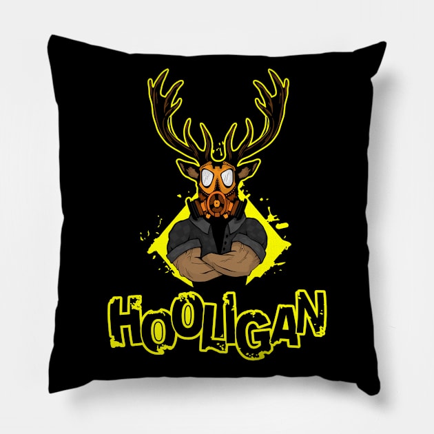 Print on a T-shirt "hooligan" depicting a deer Pillow by MaksKovalchuk