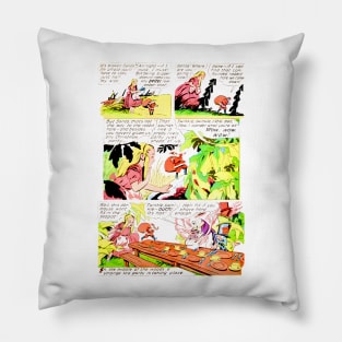 Alice and Santa Claus in Wonderland Merry Christmas Having Tea Retro Vintage Comic Pillow