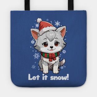 Let It Snow Christmas Puppy Tote