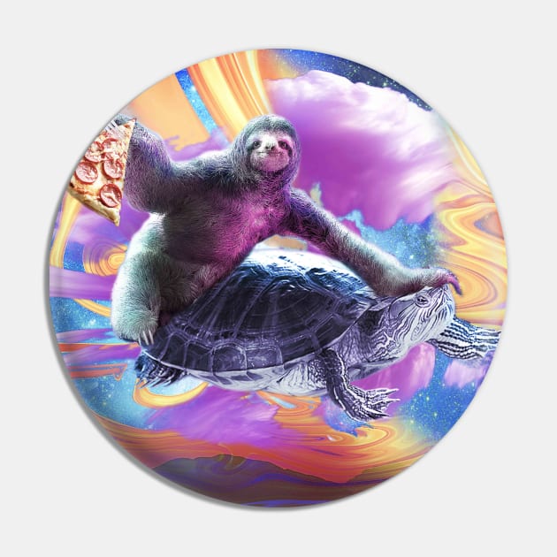 Trippy Space Sloth Turtle - Sloth Pizza Pin by Random Galaxy