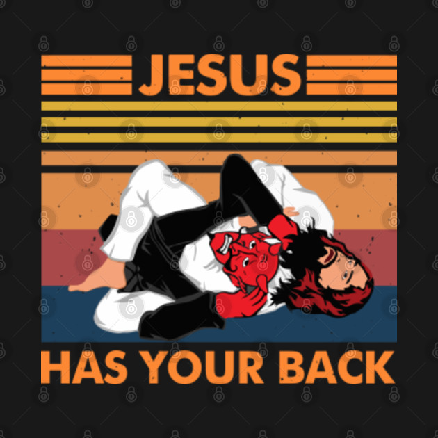 Discover JESUS HAS YOUR BACK ROLL DEVIL - FUNNY BRAZILIAN JIU JITSU - Jiu Jitsu - T-Shirt