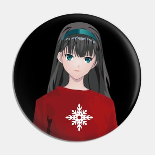 Anime Girl With Christmas Sweater Pin
