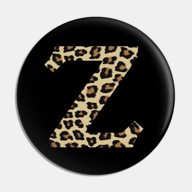 Letter Z Leopard Cheetah Monogram Initial Pin by squeakyricardo