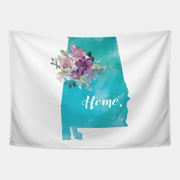 Alabama State and Flowers Tapestry by HappyArt