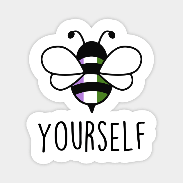 Cute Bee YourSelf Genderqueer Bee Gay Pride LGBT Rainbow Gift Magnet by Lones Eiless