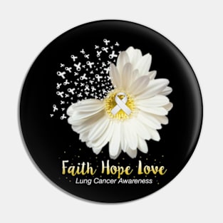 Faith Hope Love Tshirt Lung Cancer Awarenesss Pin