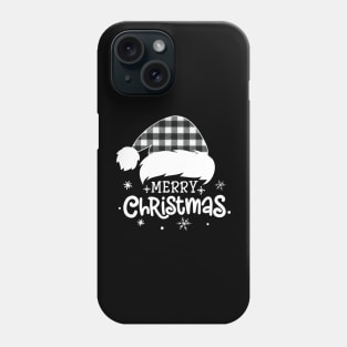 Merry Christmas Buffalo White Plaid Santa Hat Xmas Holiday Phone Case