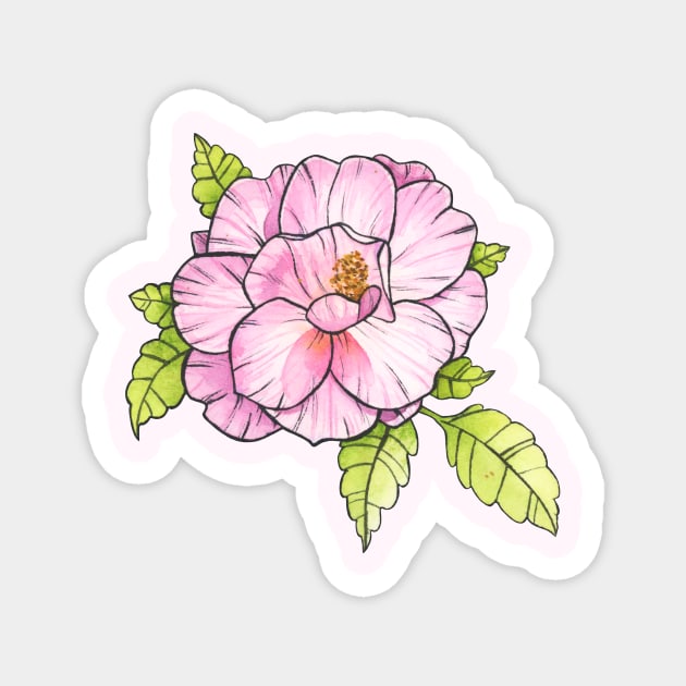 Pink Rose Magnet by Ellen Wilberg