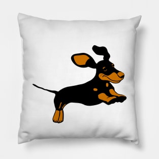 Dachshund running and leaping Pillow