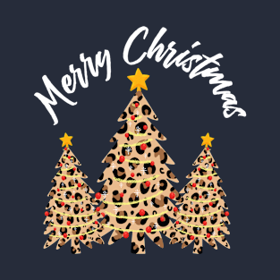 Leopard Pattern Design Christmas Tree Stylish Xmas Design T-Shirt