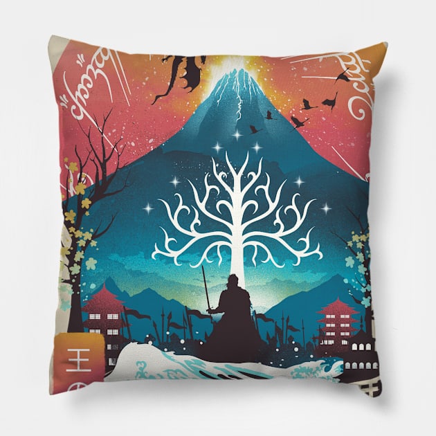 The King Landscape Pillow by DANDINGEROZZ