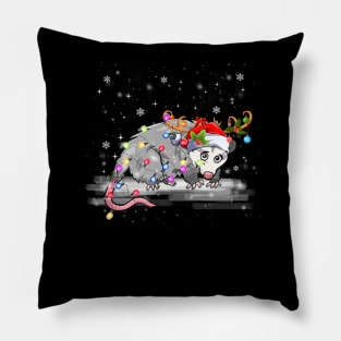 Possum Christmas Lights Santa Reindeer Possum Lover Pillow