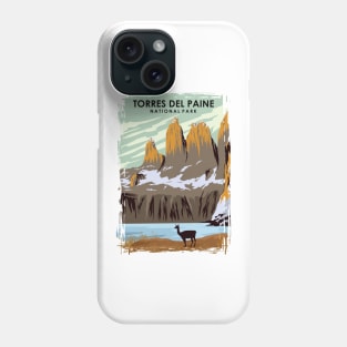 Torres Del Paine Natonal Park Vintage Minimal Chile Travel Poster Phone Case