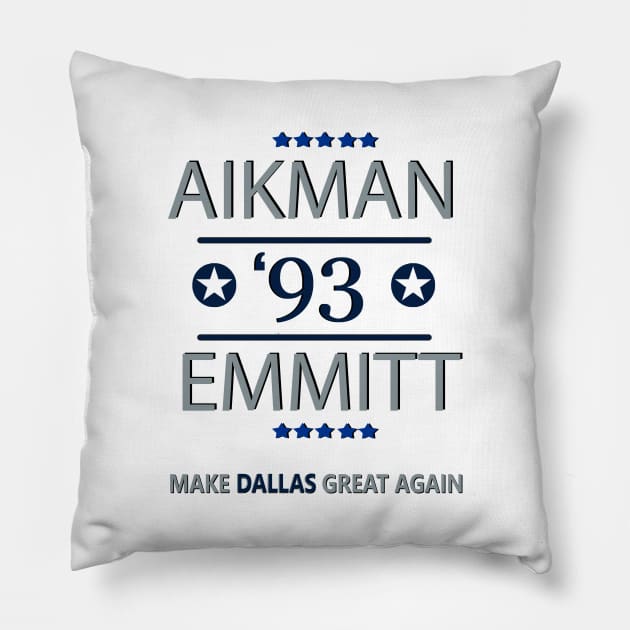 Dallas Cowboys - MAKE DALLAS GREAT AGAIN - Troy Aikman, Emmitt Smith, Football, Cowboys Pillow by turfstarfootball