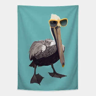 Cool Pelican With Sunglasses Tapestry