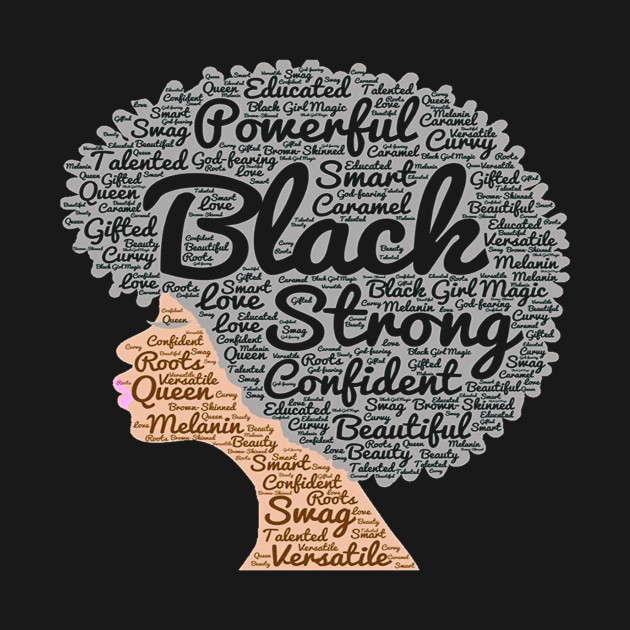 Afro Word Art Natural Hair T Shirt for Black Women - Afro Word Art ...