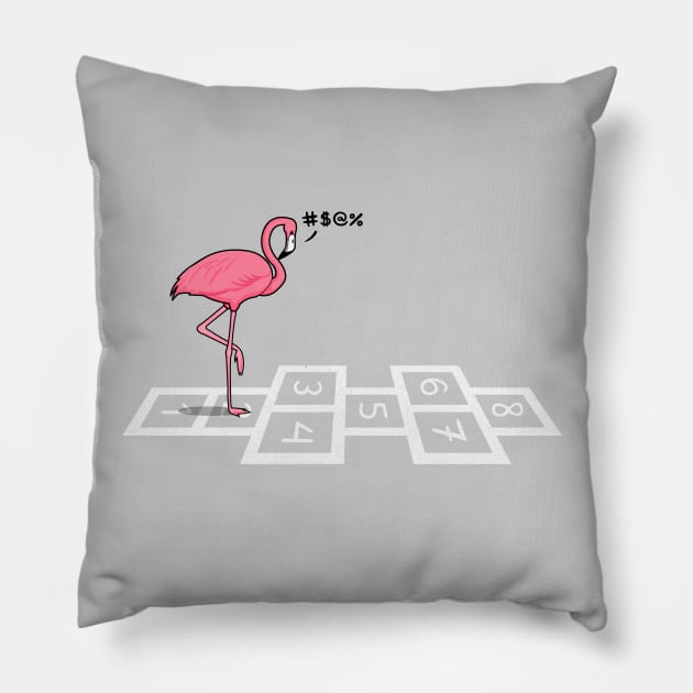 Hopping Flamingo! Life Pun Pillow by Raffiti