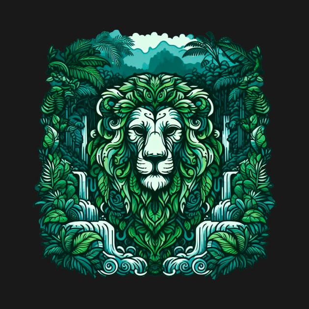 Abstract Lion in Lush Jungle by Lovely Animals