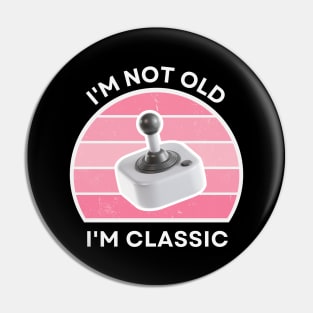 I'm not old, I'm Classic | Joystick | Retro Hardware | Vintage Sunset | Gamer girl | '80s '90s Video Gaming Pin