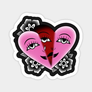 Traditional Tattoo Crying Heart Mask Magnet