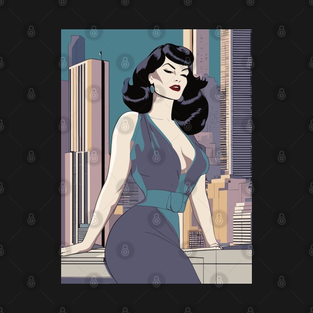 Azure Charm Ledge Sitter Bettie Page Retro Art Deco by di-age7