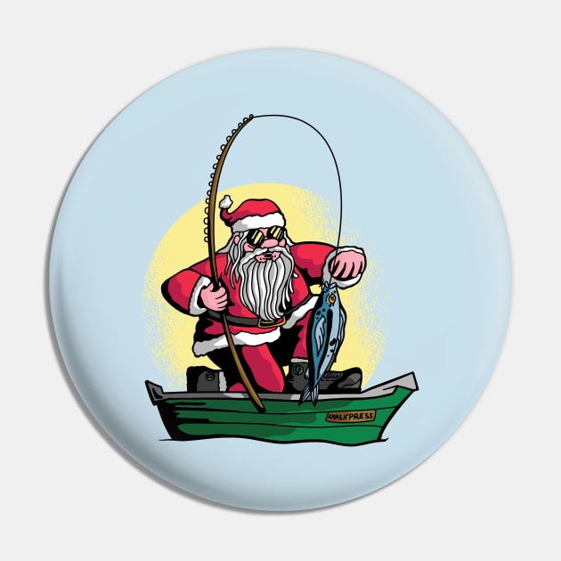 Fishing Santa Pin by Safdesignx