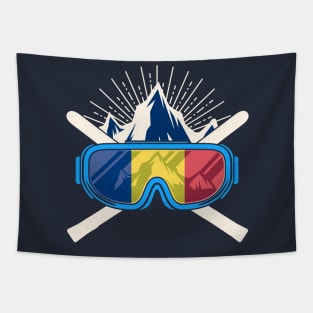 Romania Ski Skiing Romanian Flag Skier Tapestry