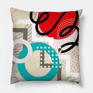 Modern Geometric Pattern Red Black Retro Style. Pillow