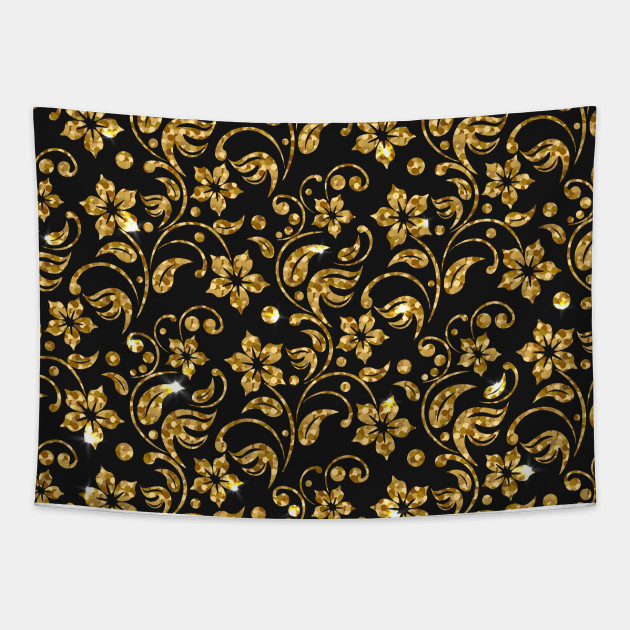 Golden Flowers Modern Look Golden Flower Tapestry Teepublic Au