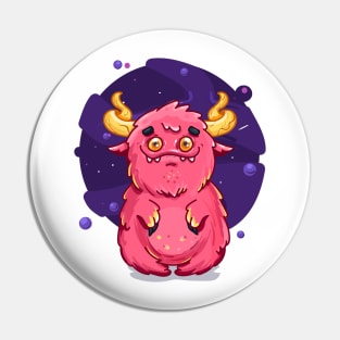 Cute Burly Friendly Pink Monster Pin