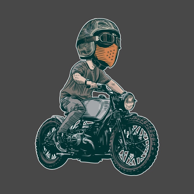 Urban Rider: Man Rocking a Cool Helmet on a Bobber Motorcycle by jafaris