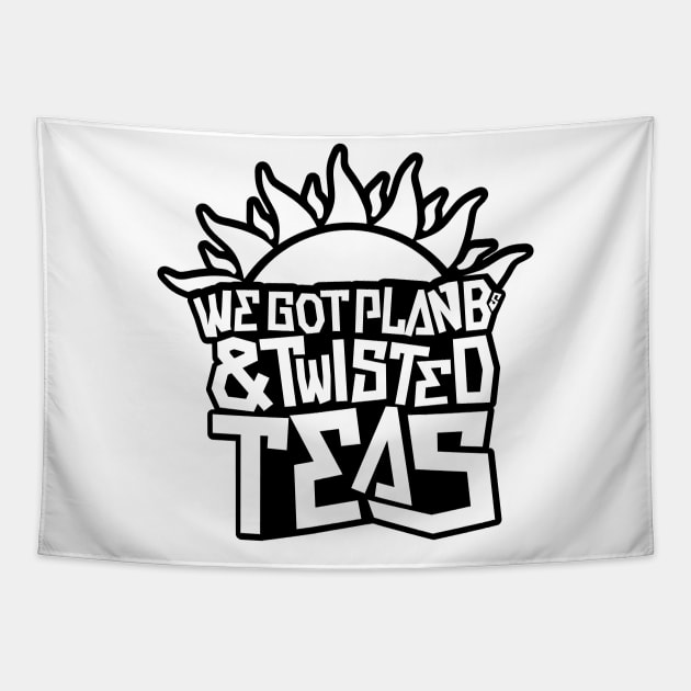 Plan Bs & Twisted Teas - Black Outline Tapestry by BonBonDesigns